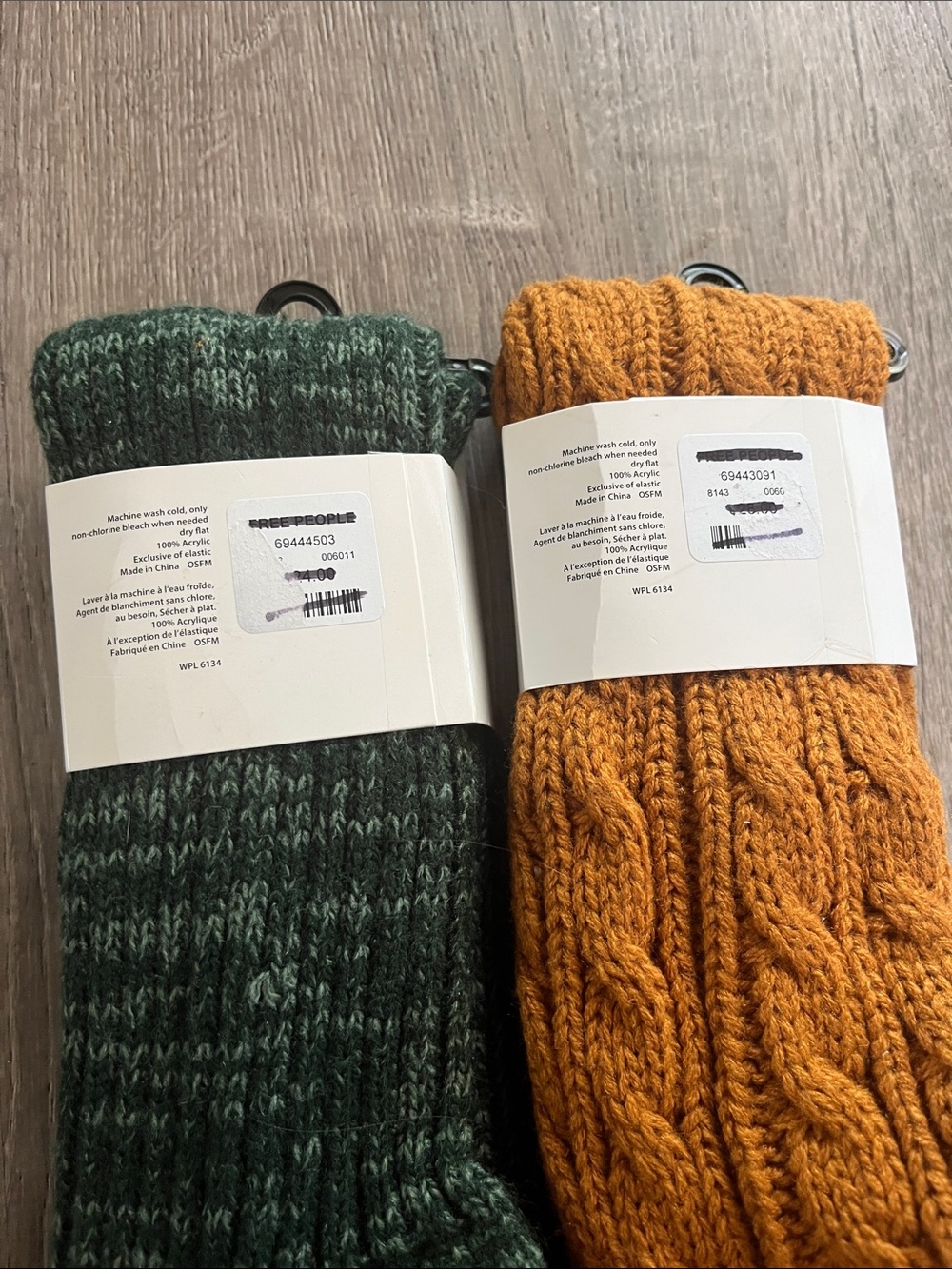 Free People Over-the-Knee Socks in Forest Green and Mustard one size bundle - Picture 3 of 4